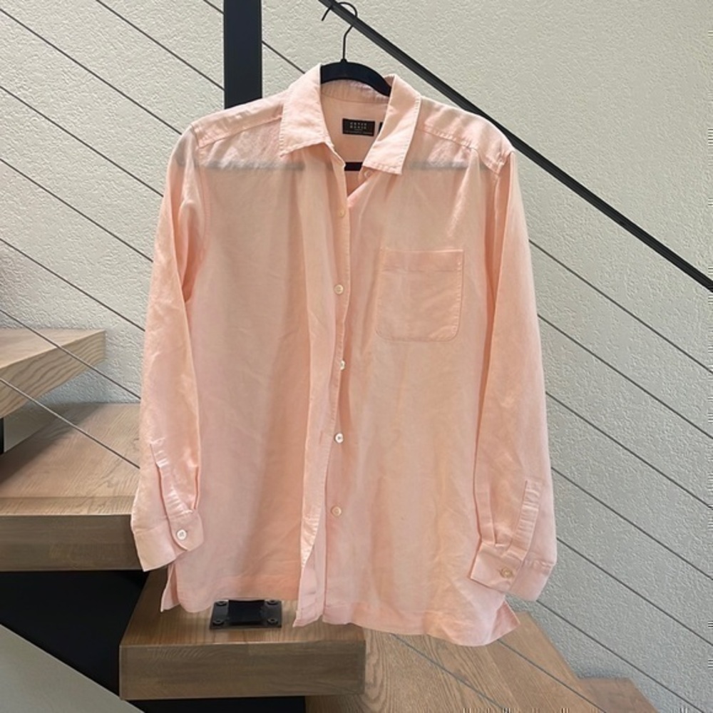 Peach colored button down long sleeve